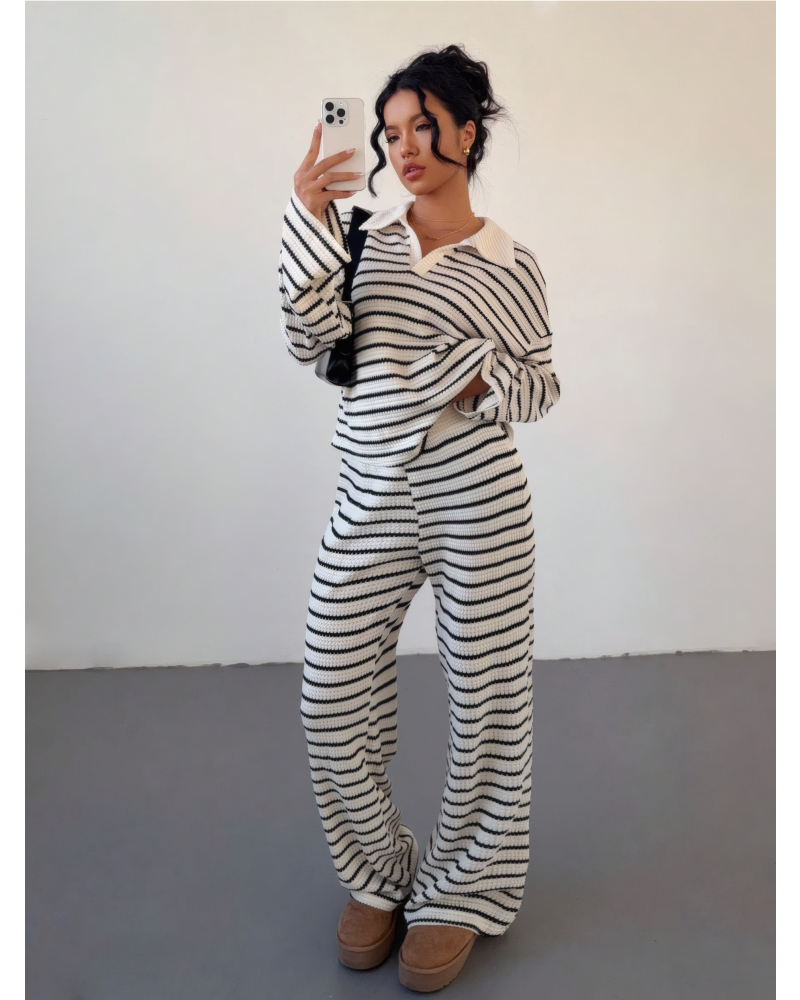 Pretty Lavish - Striped Wide Leg Trousers Set
