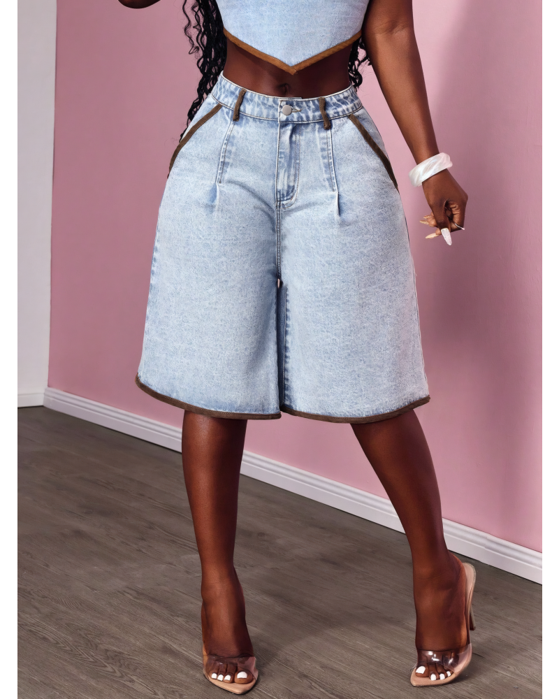 Retro Edge High Waist Denim Jorts