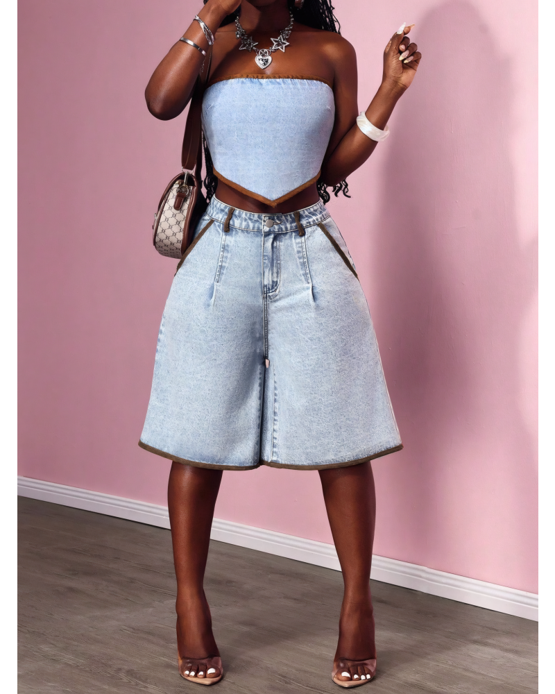 Retro Edge High Waist Denim Jorts