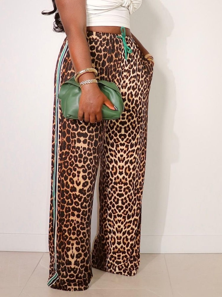 Zahra Leopard Side Stripe Pants