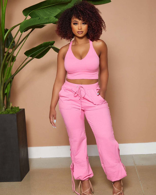 pink pants set