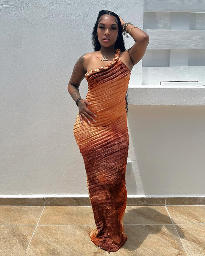 rope design pleated dress