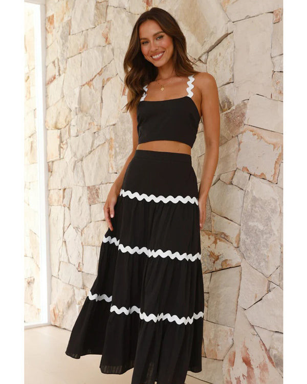 wave stripe skirt set
