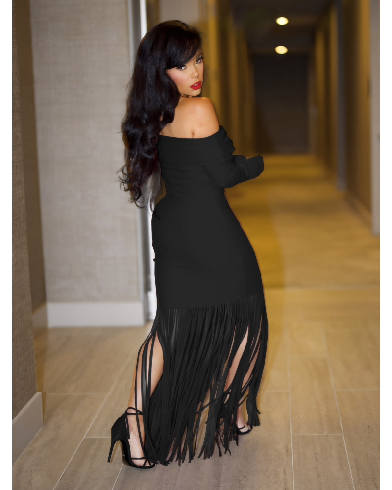 Aurelia Knit Fringe Midi Dress