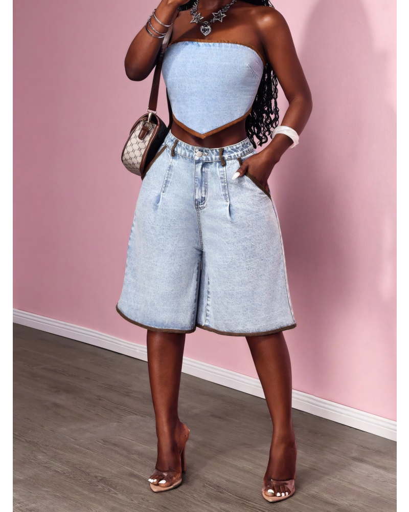 Retro Edge High Waist Denim Jorts