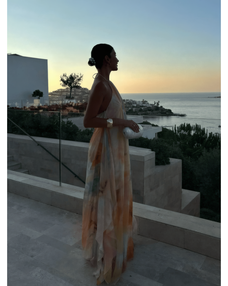 Watercolor Halter Maxi Dress