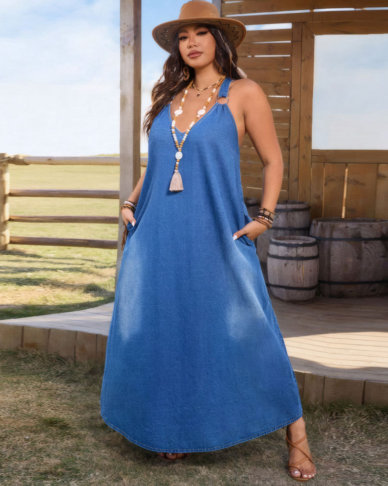 Desiree Denim Maxi Dress