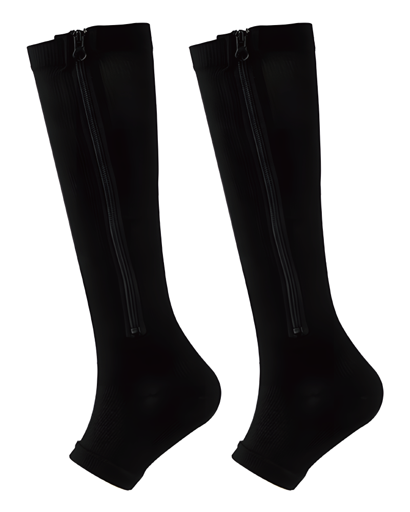 Zipper Compression Socks Open Toe
