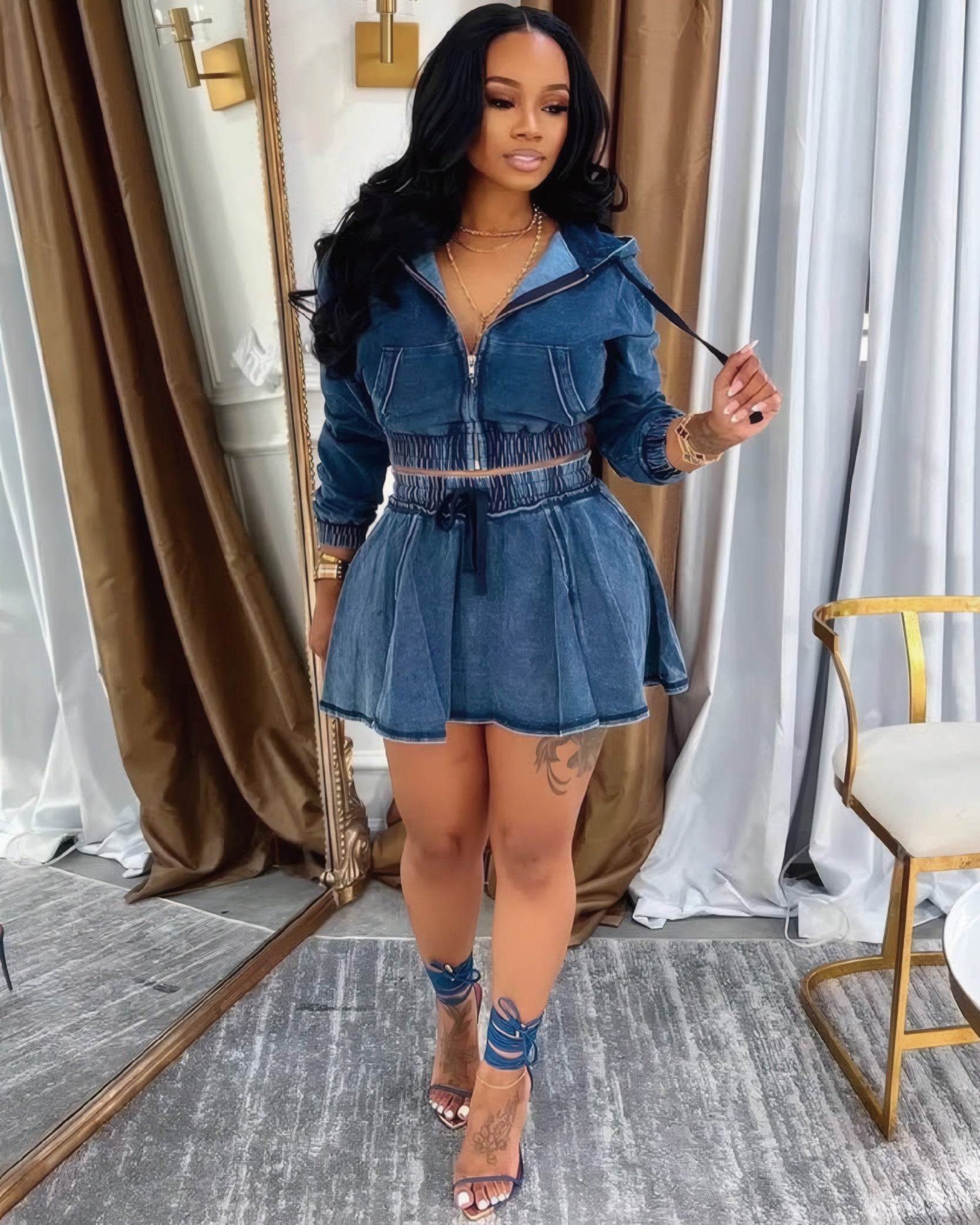 Like Magic Denim Skirt Set