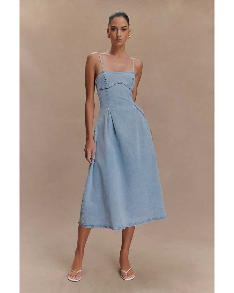 Brenda A Line Denim Maxi Dress
