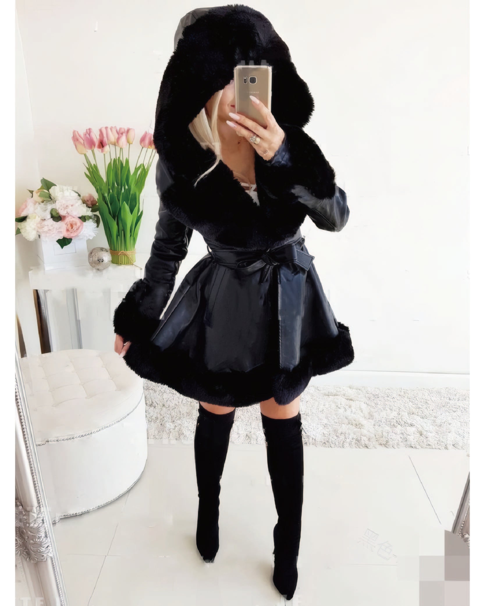 Leather Faux Fur Jacket