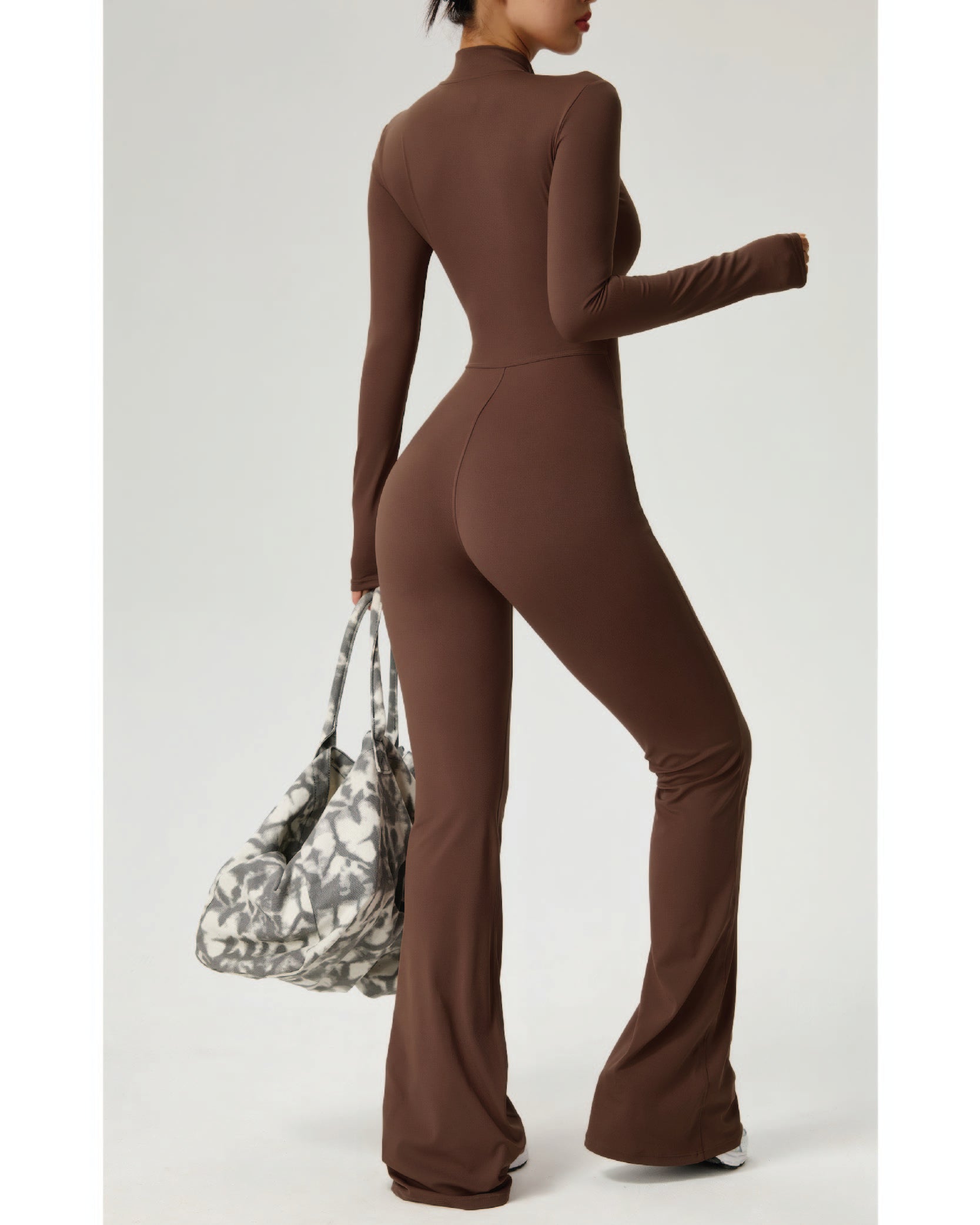 Long Zip-Up Flare Jumpsuit