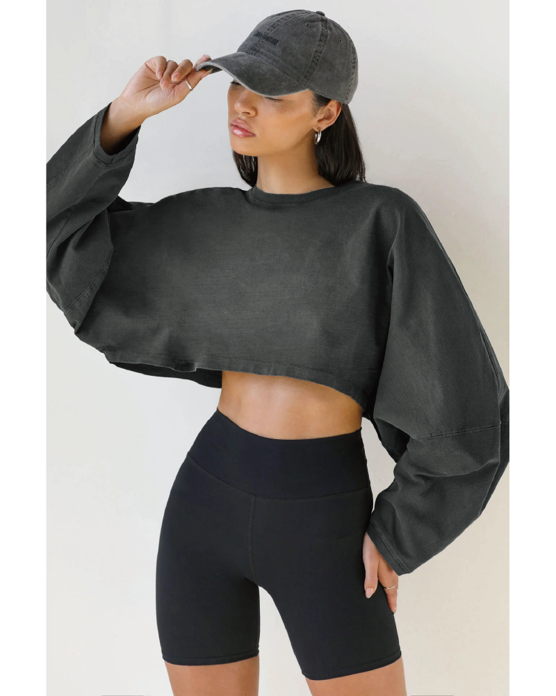 Slouchy Crop Long Sleeve Sweatshirt