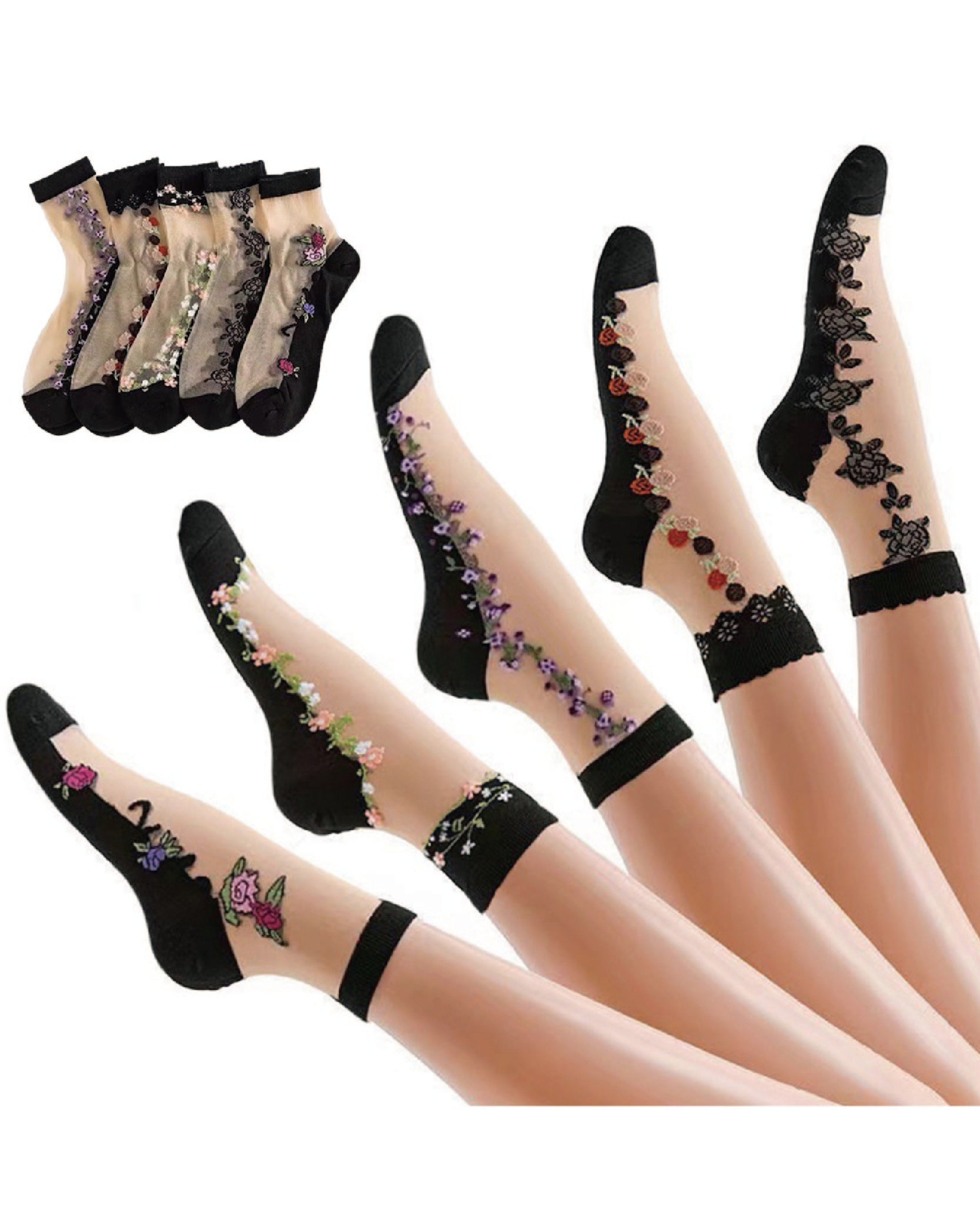 Vibrant Floral Patterned Glass Sock