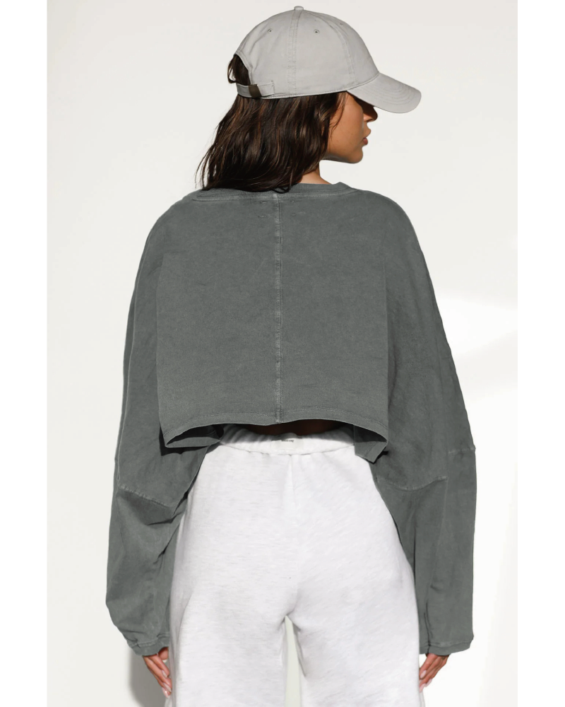 Slouchy Crop Long Sleeve Sweatshirt
