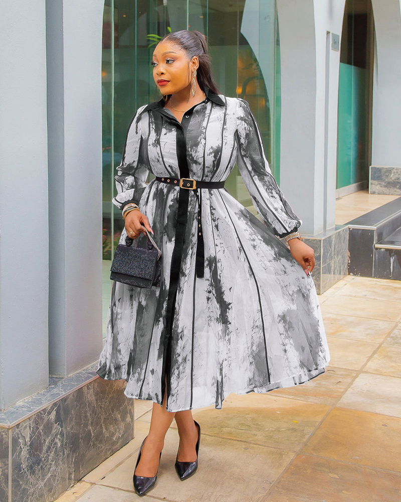 Vanessa Floral- Midi Shirt Dress with Belt