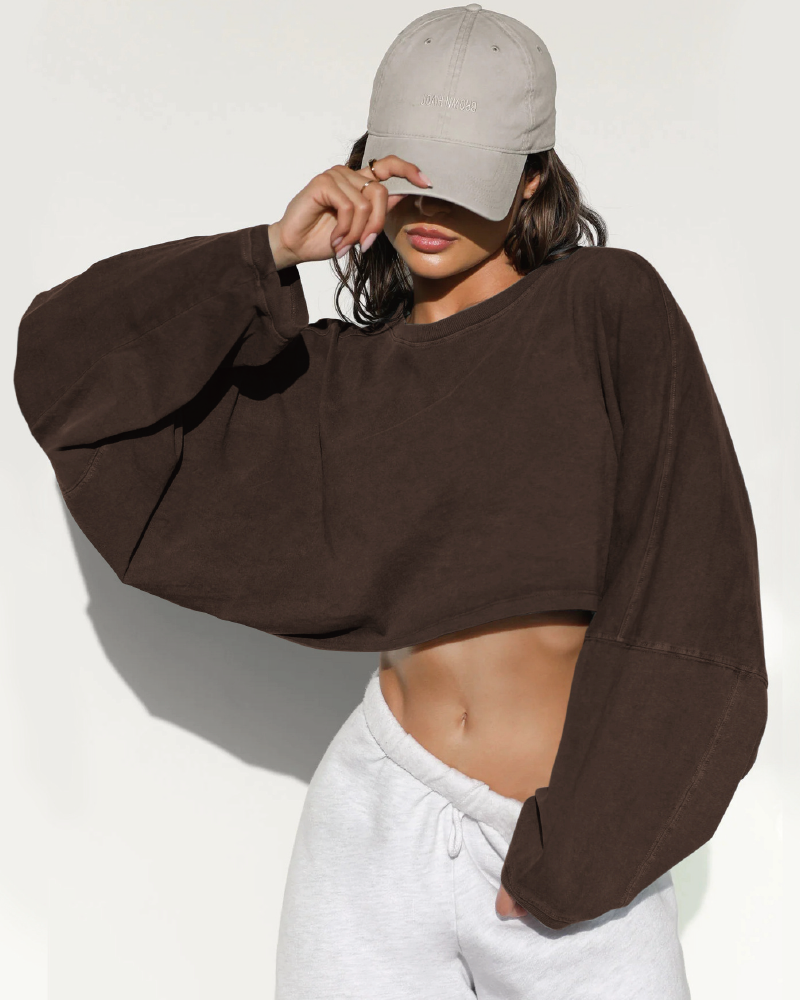 Slouchy Crop Long Sleeve Sweatshirt