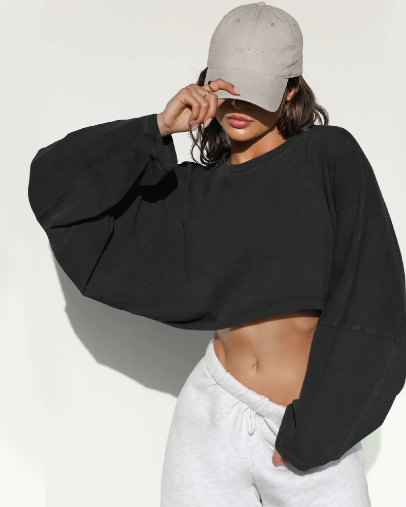 Slouchy Crop Long Sleeve Sweatshirt