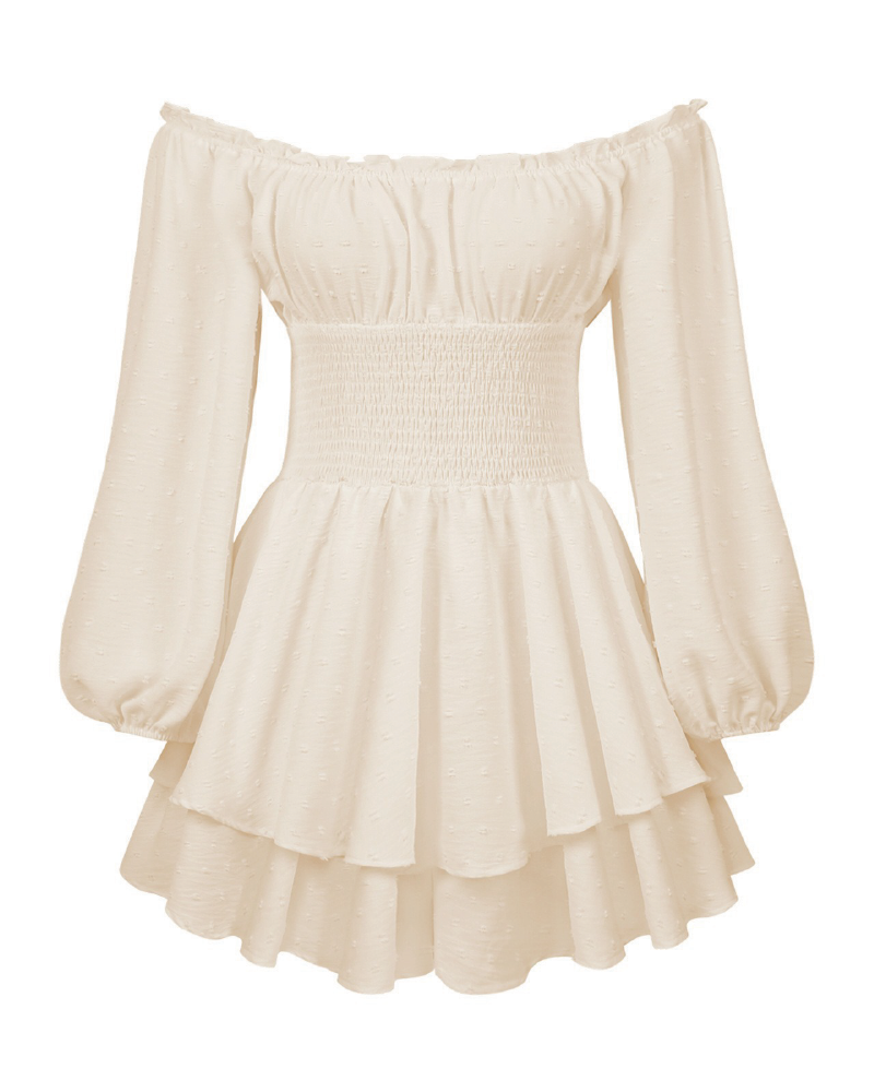 Love Galore Clip Dot Off the Shoulder Long Sleeve Romper