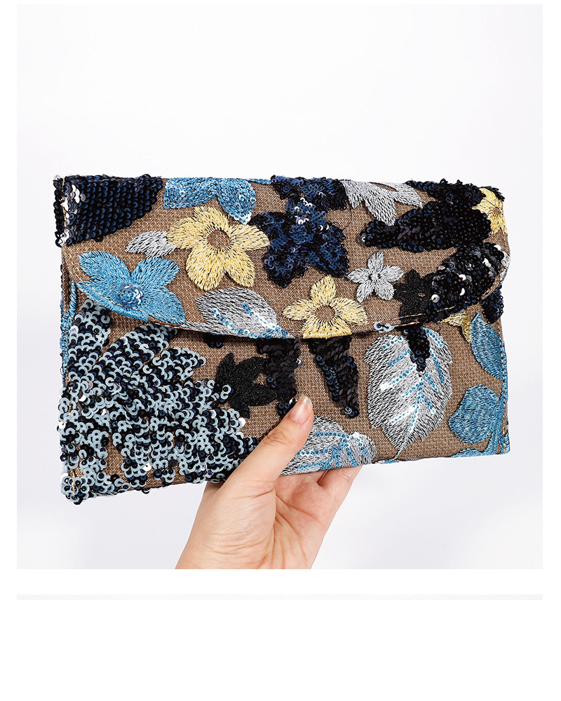 Floral Embroidery Sequin Clutch