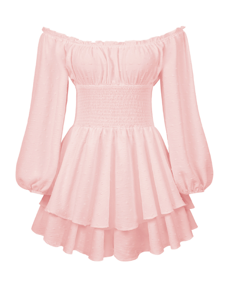 Love Galore Clip Dot Off the Shoulder Long Sleeve Romper