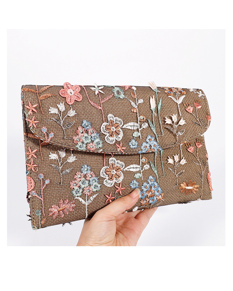 Floral Embroidery Sequin Clutch