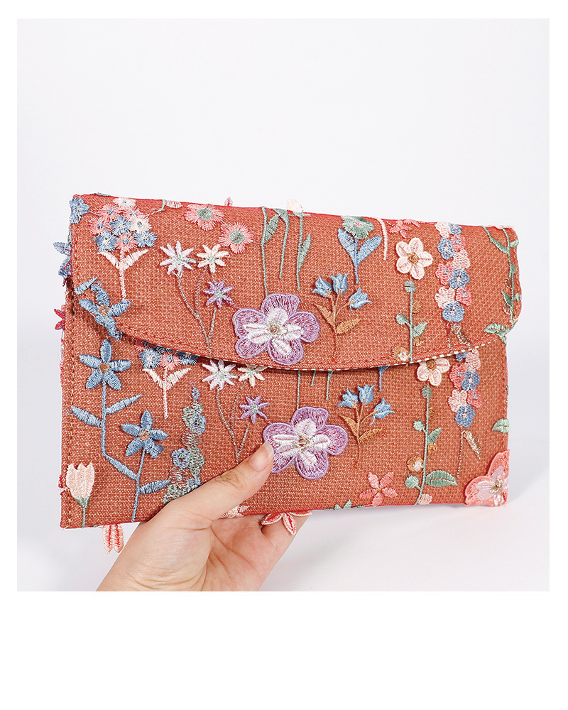 Floral Embroidery Sequin Clutch