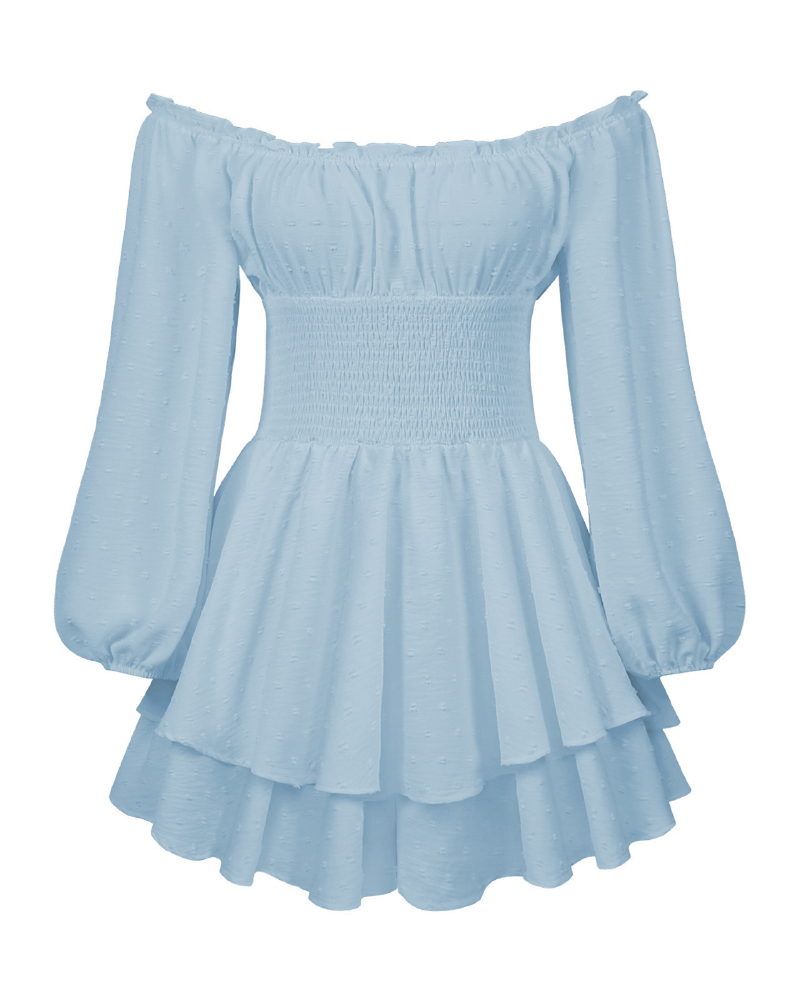 Love Galore Clip Dot Off the Shoulder Long Sleeve Romper