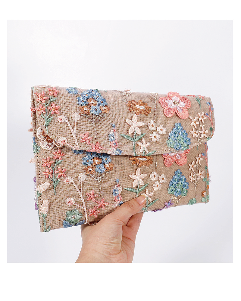 Floral Embroidery Sequin Clutch