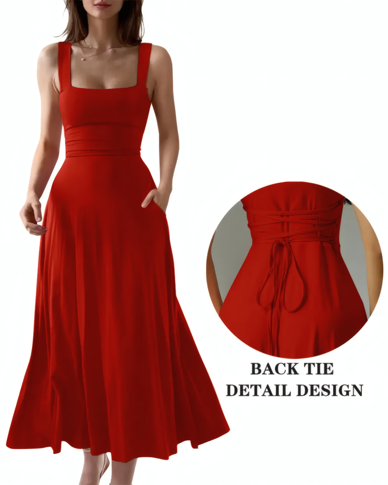 Lace-Back Midi Dress