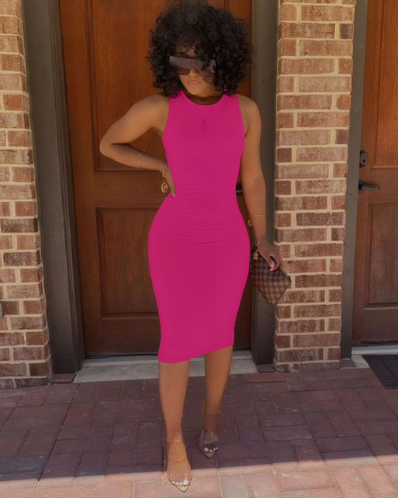 Solid Ease Sleeveless Midi Dress