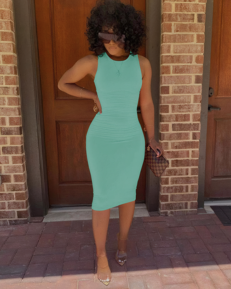 Solid Ease Sleeveless Midi Dress