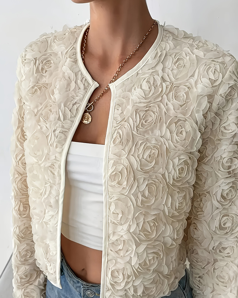 3D Floral Charm Cardigan