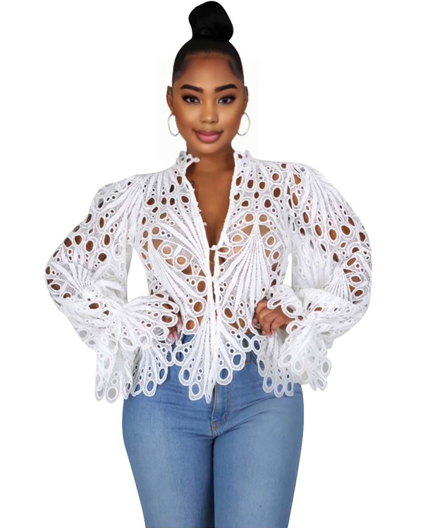Remi Lace Button Up Top