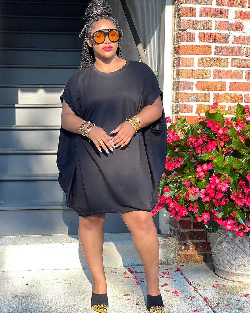 black bubble dress plus size WDIRARA Women's Plus Size Deep V Neck Bubble Dress Short Sleeve A Line Mini Dresses Black Large Plus at Amazon Women's Clothing store