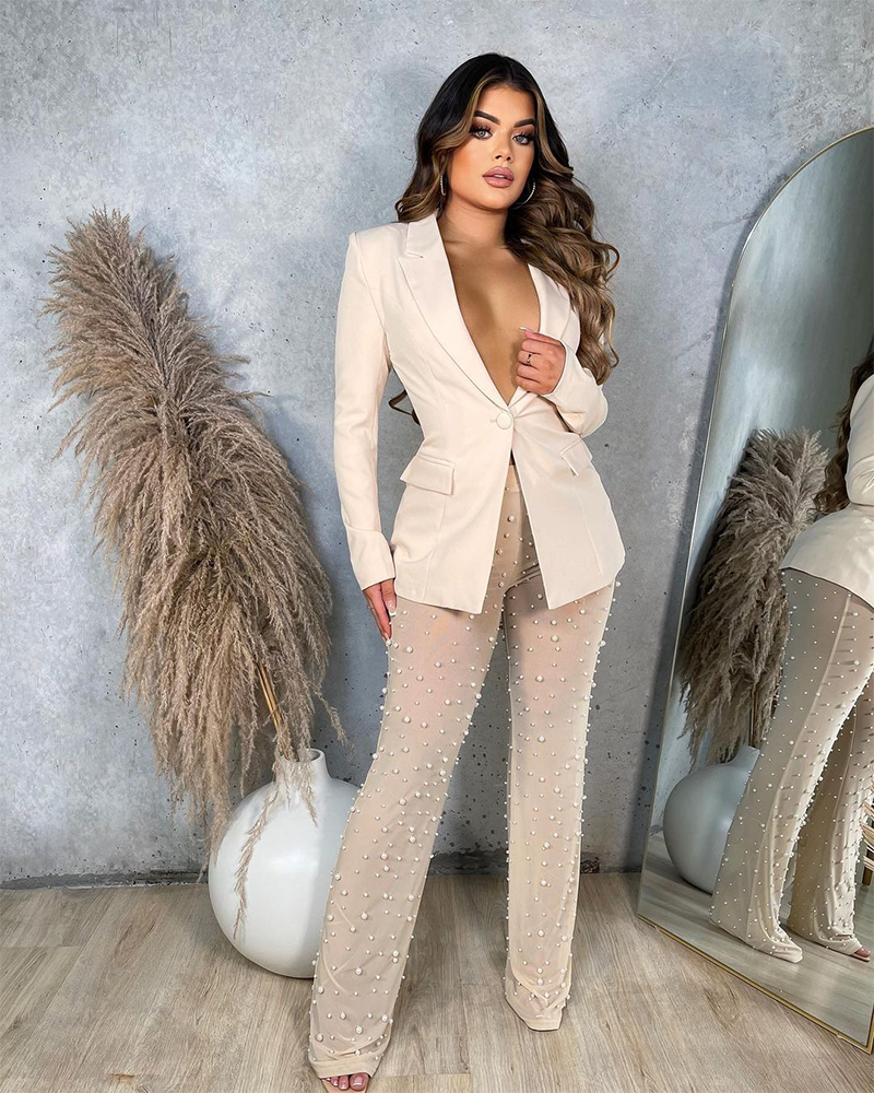 Gabrielle Pearl Mesh Pant Set