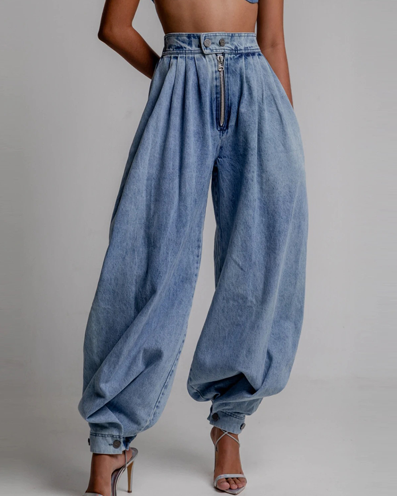 Casual Core Zip Denim Jeans