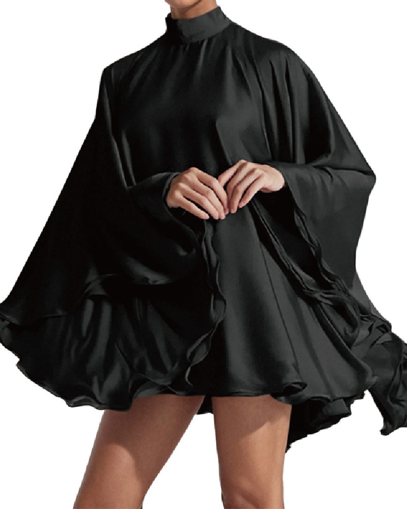 Open Back High Neck Satin Dress