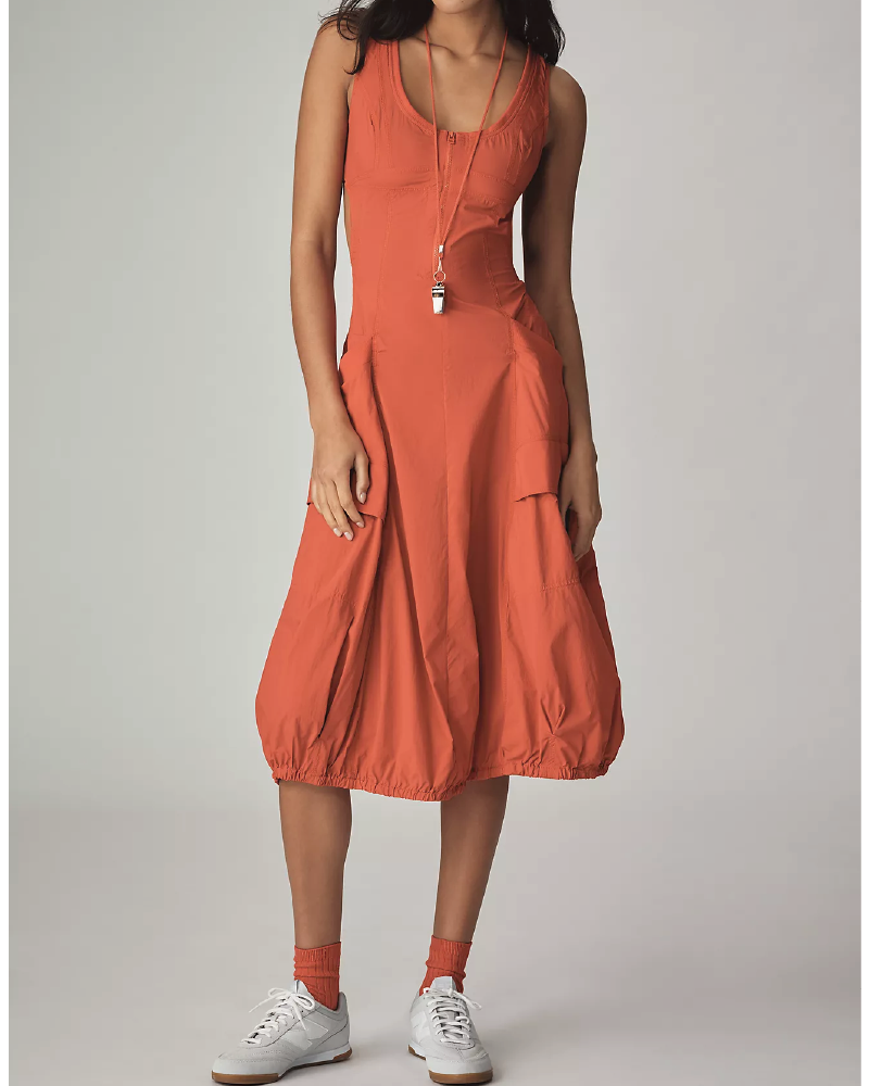 Bubble-hem Midi Dress