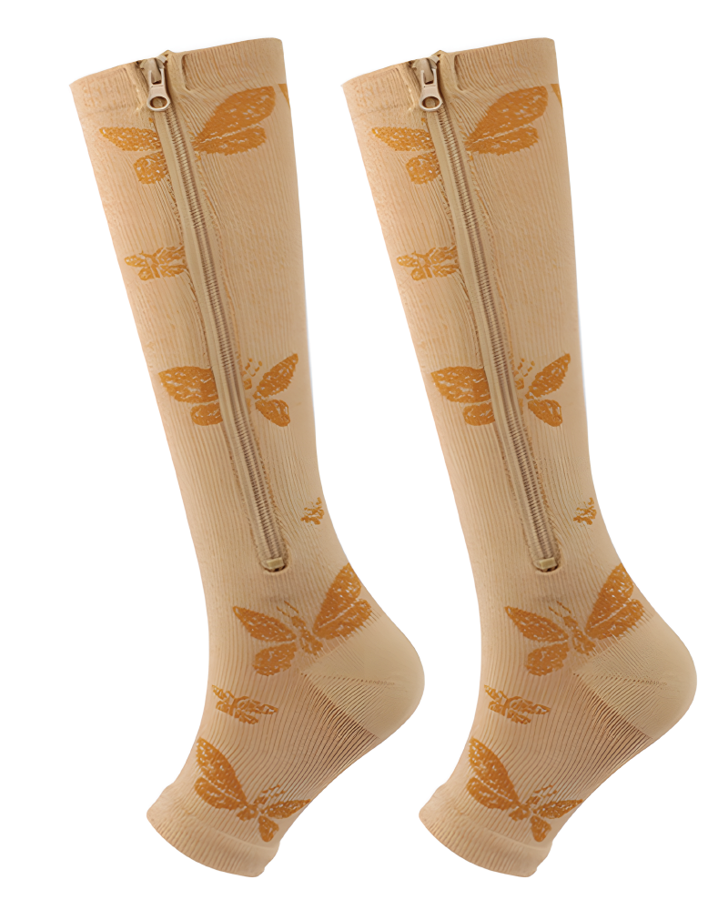 Zipper Compression Socks Open Toe