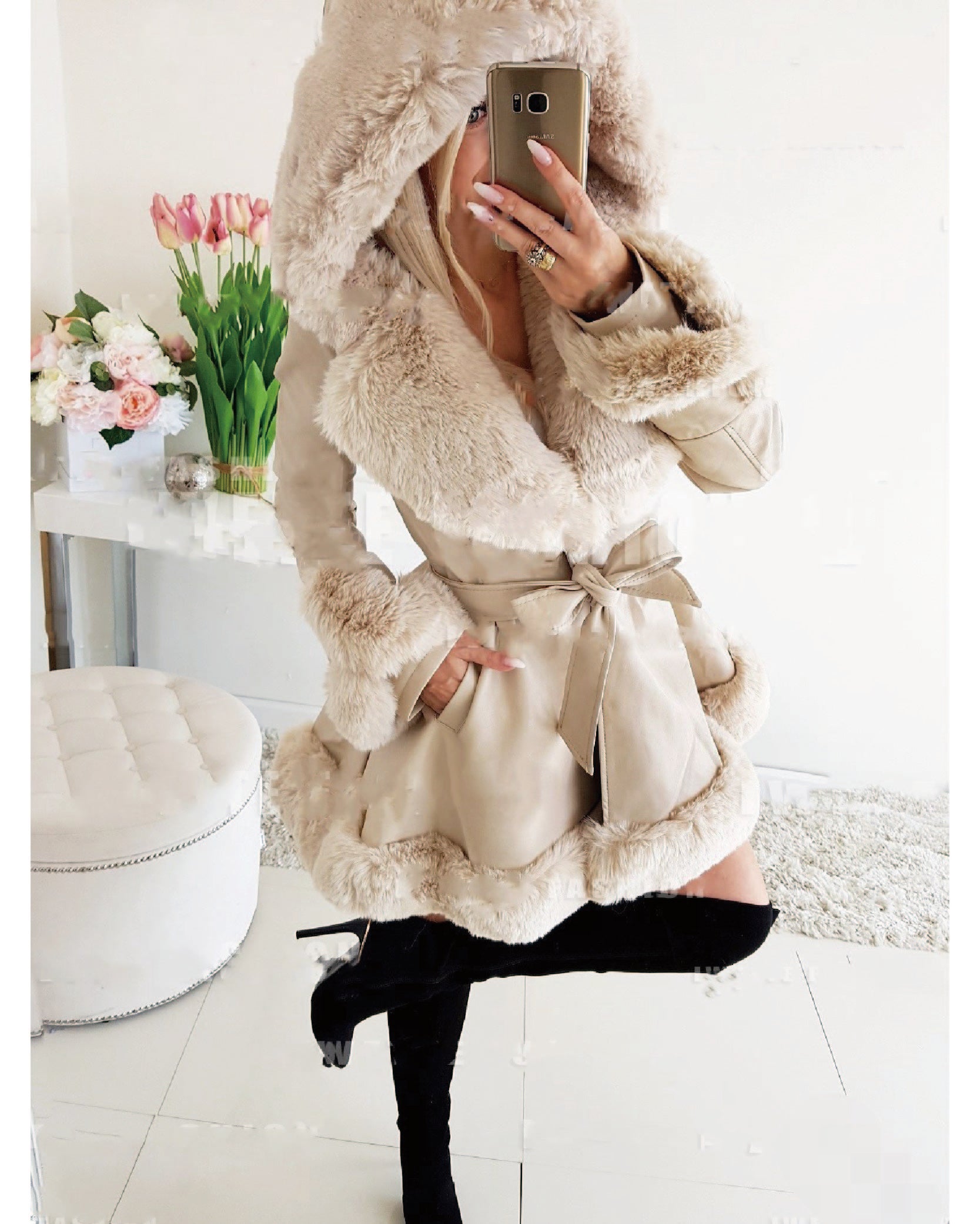 Leather Faux Fur Jacket