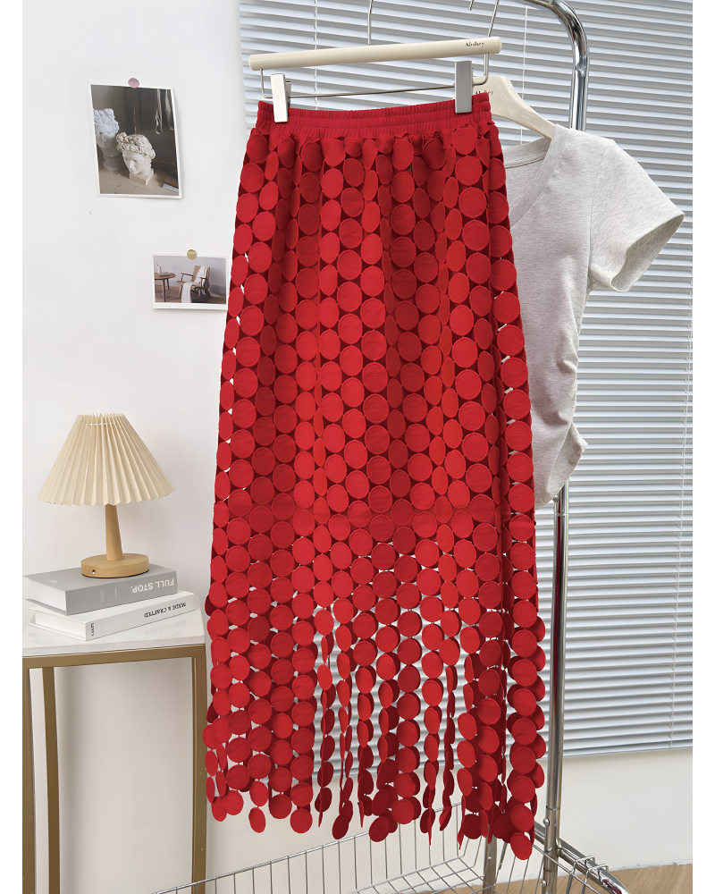 Crochet Circle Fringe Maxi Skirt