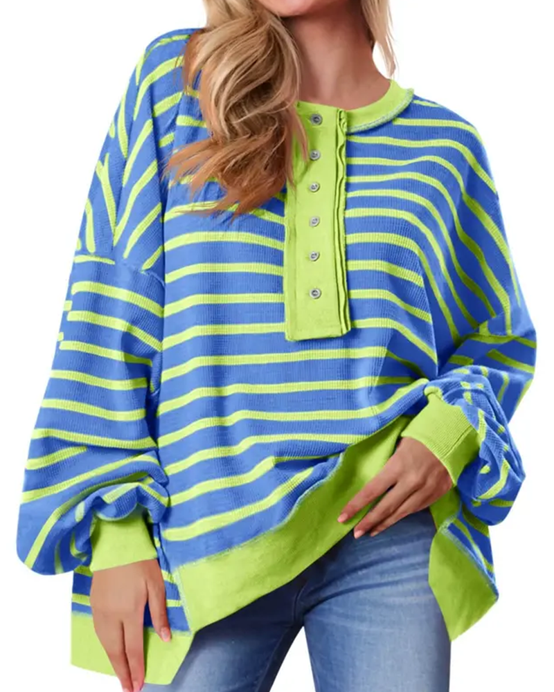 Parisian Stripe V-Neck Pullover