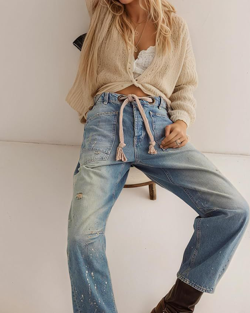 Free Moxie Pull-On Barrel Jeans