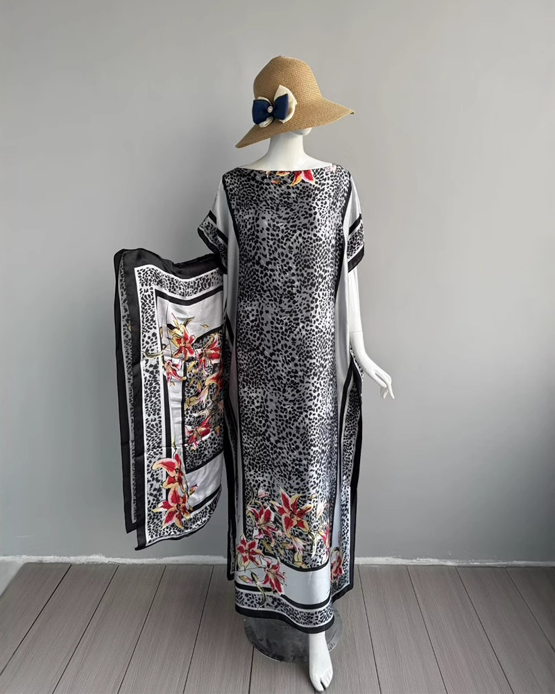 2 piece Satin Printed Dress