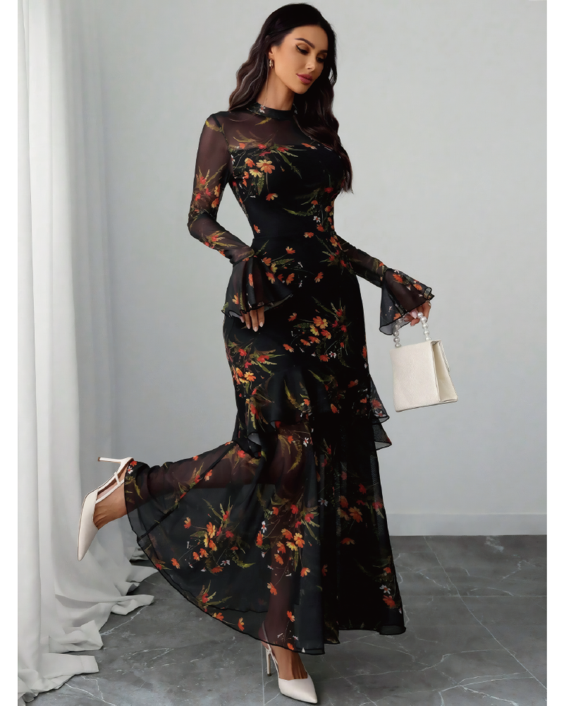 Alicia Printed Mesh Dress