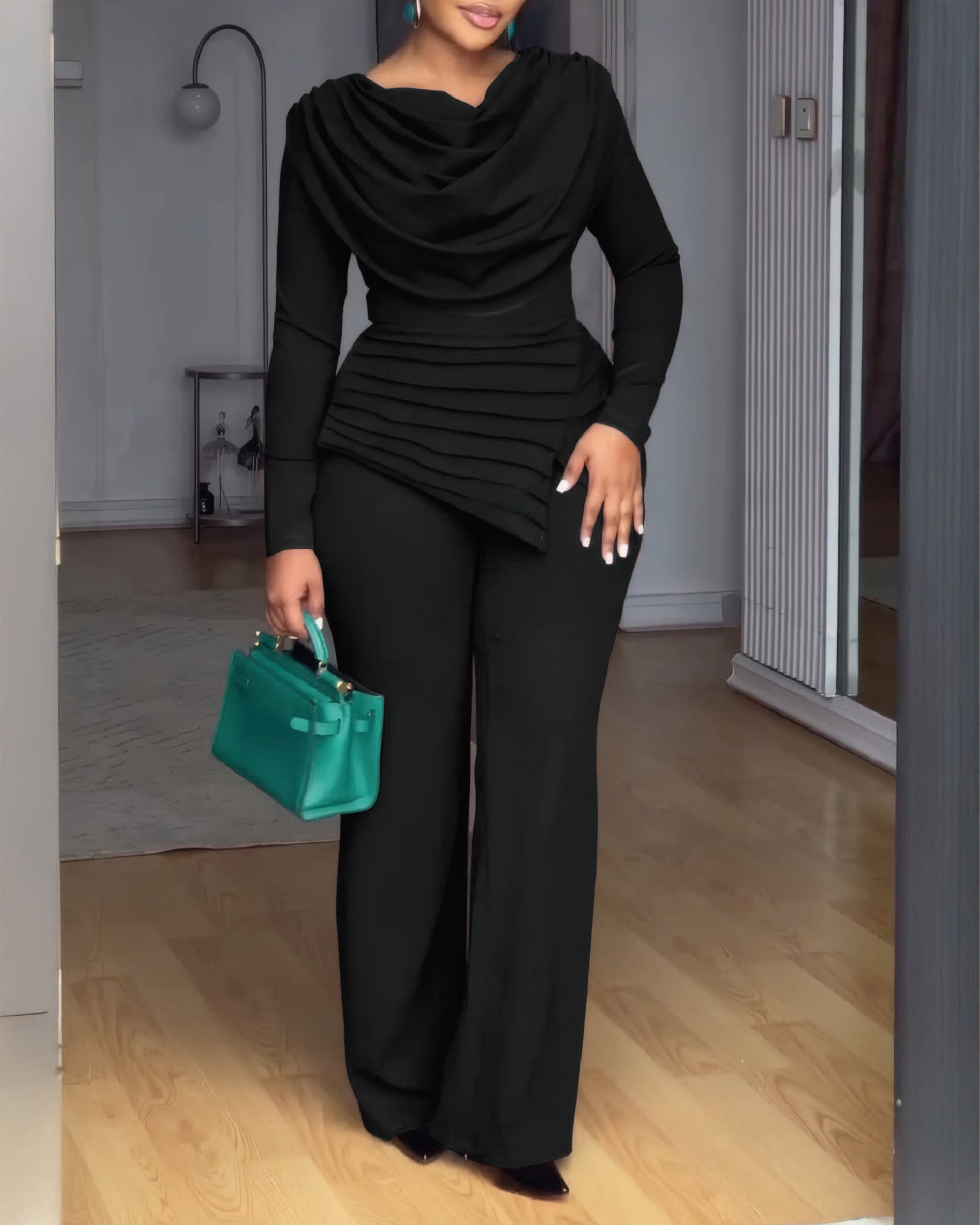 Deconstructed Cowl Neck Jumpsuit