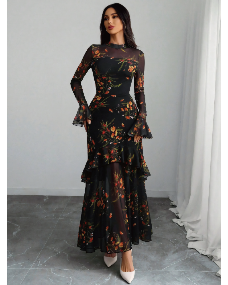 Alicia Printed Mesh Dress