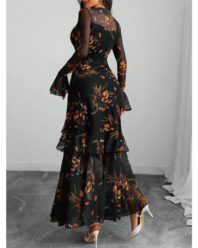 Alicia Printed Mesh Dress