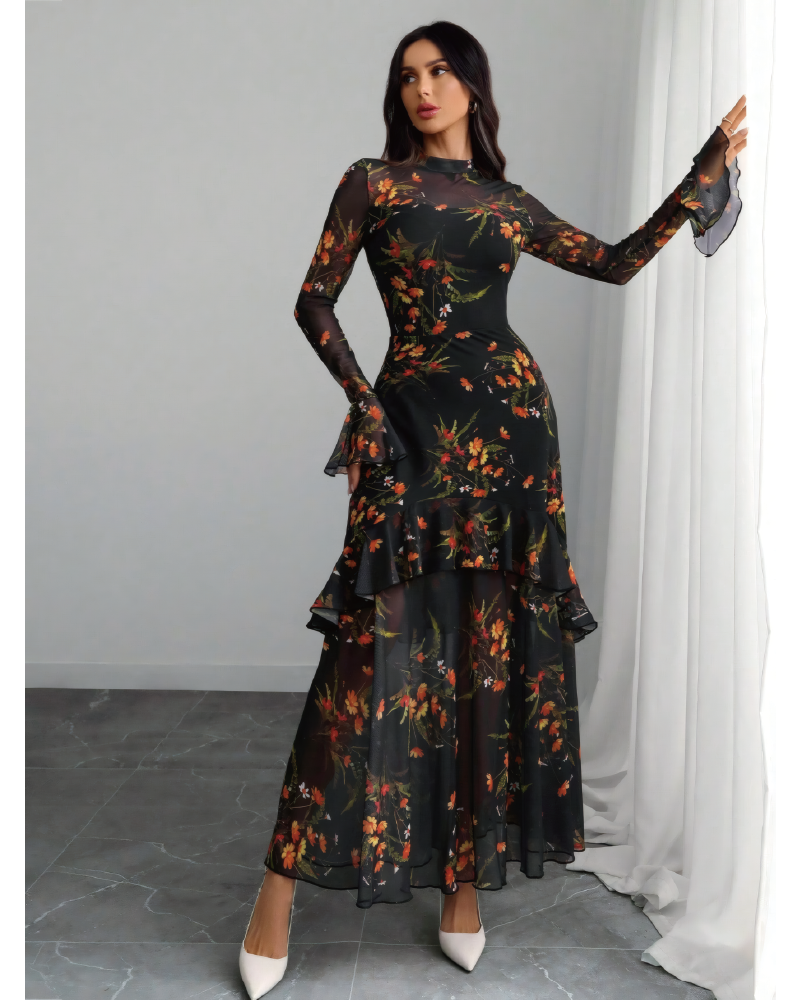 Alicia Printed Mesh Dress